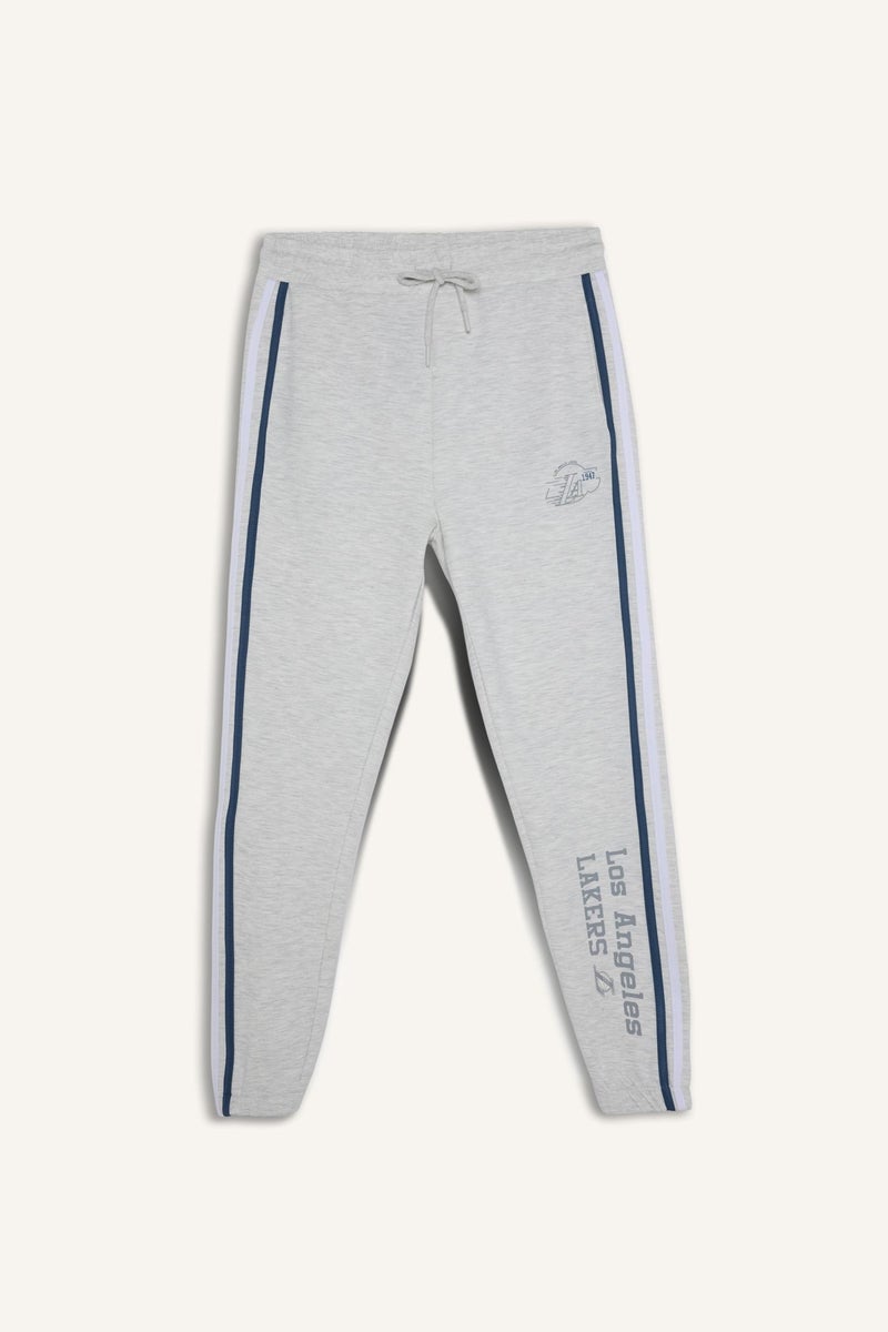 DeFacto Grey Man NBA Los Angeles Lakers Standard Fit Scuba Fabric Jogger Pants Casual - Image 5